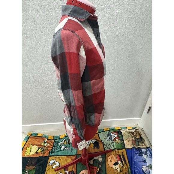 Denim Supply Ralph Lauren RL Boyfriend Plaid Flannel Shirt Red Gray  Women's S - Picture 3 of 7